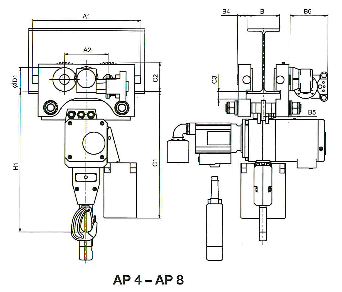 Таль цепная пневматическая, HADEF AP-820-TI-35 (цепь 11,3x31)