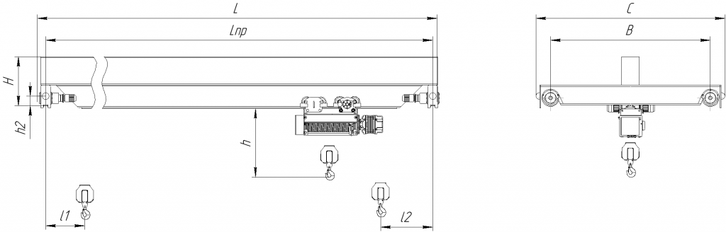 Кран мостовой электрический однобалочный опорный, г/п 12,5 т (до 16,5  м)
