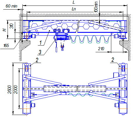 Кран мостовой электрический однобалочный опорный, г/п 16 т (до 7,5 м)